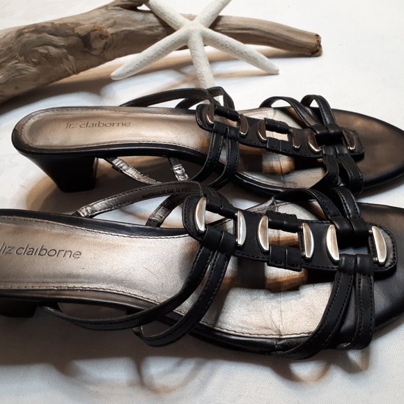 Liz Claiborne Vintage Black Leather Strappy - Picture 5 of 9